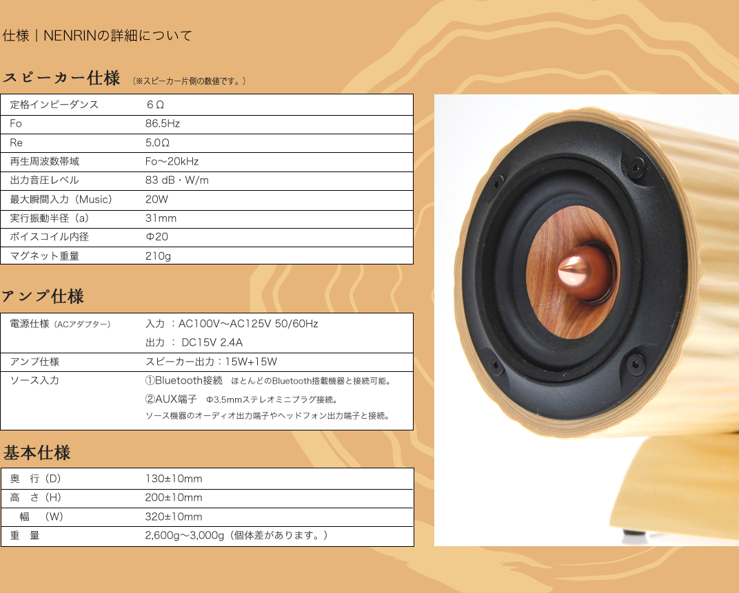 Bluetoothスピーカー　仕様について